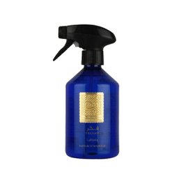  Deep blue glass spray bottle, gold label, luxury room fragrance, 500ml trigger sprayer, elegant home fragrance