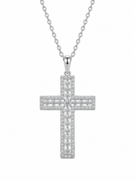 Stralende dubbele rij Moissanite kruisketting
