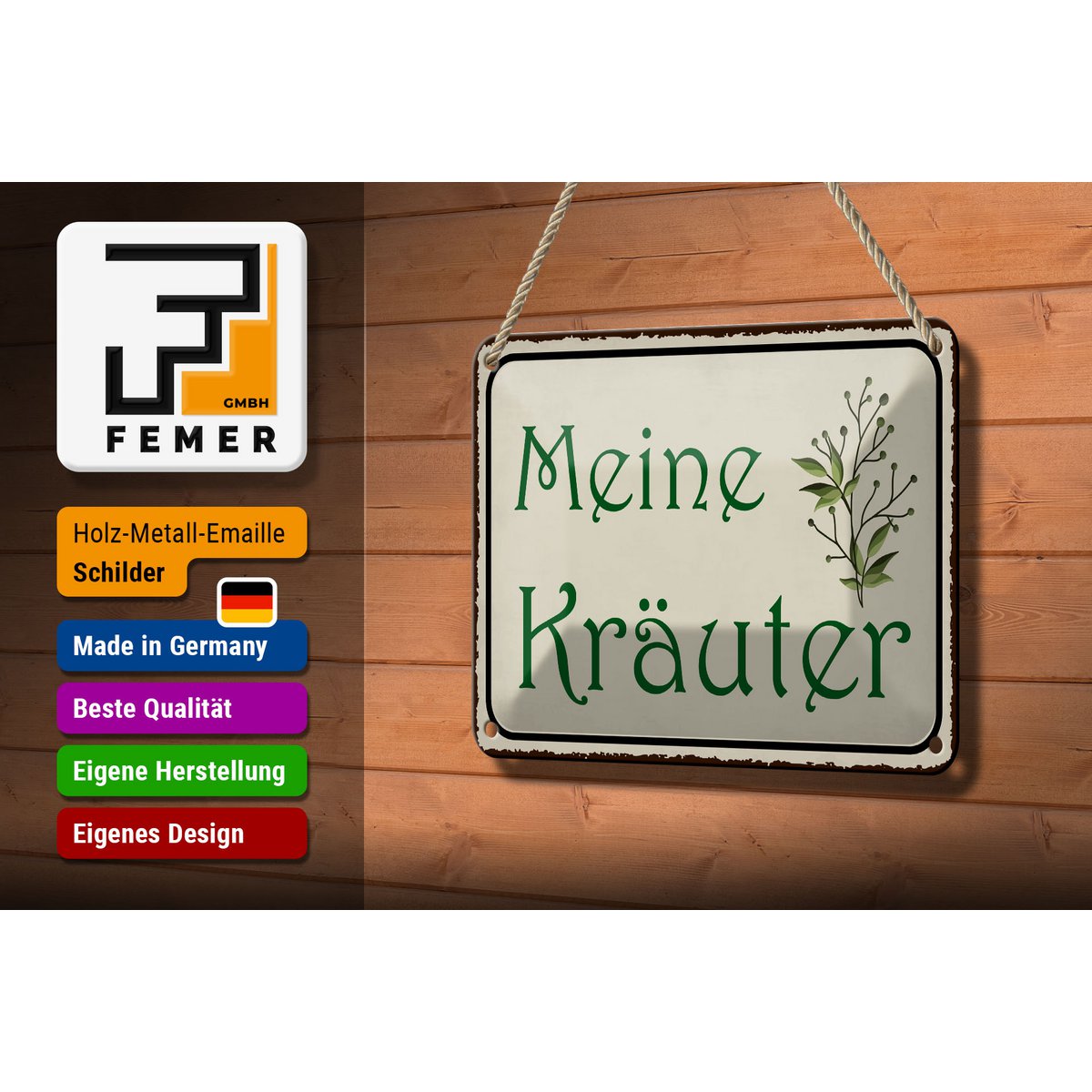 Tin sign saying 18x12cm my herbs gift decoration