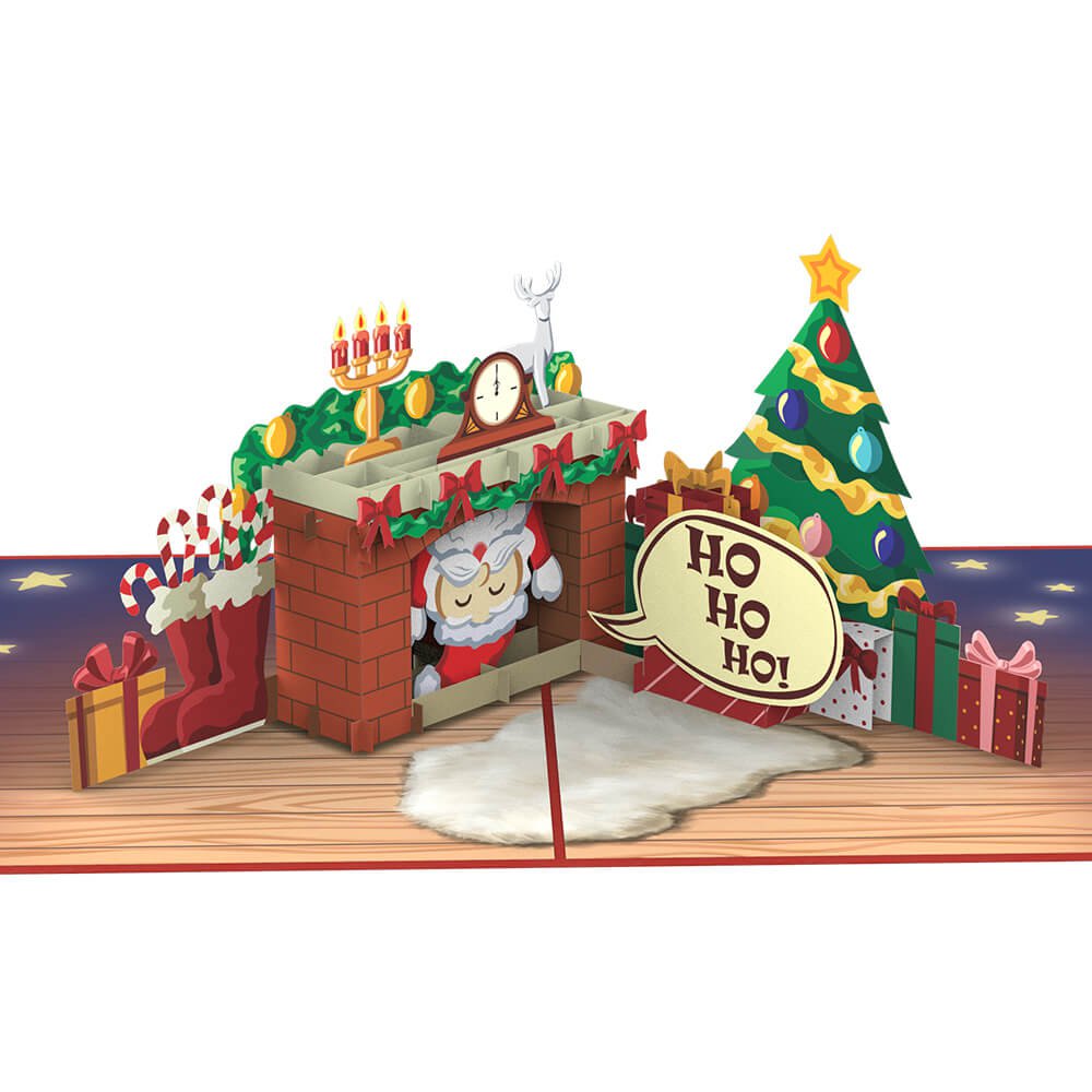 Kerstman in de open haard pop-upkaart