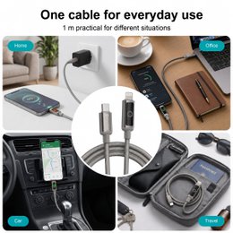 Cable NOVOTECK S-144 USB-C a Lightning: carga rápida de 30 W, 1 m, indicador LED y transferencia de datos
