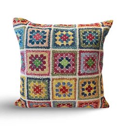 colorful summer decorative pillow Granny Square