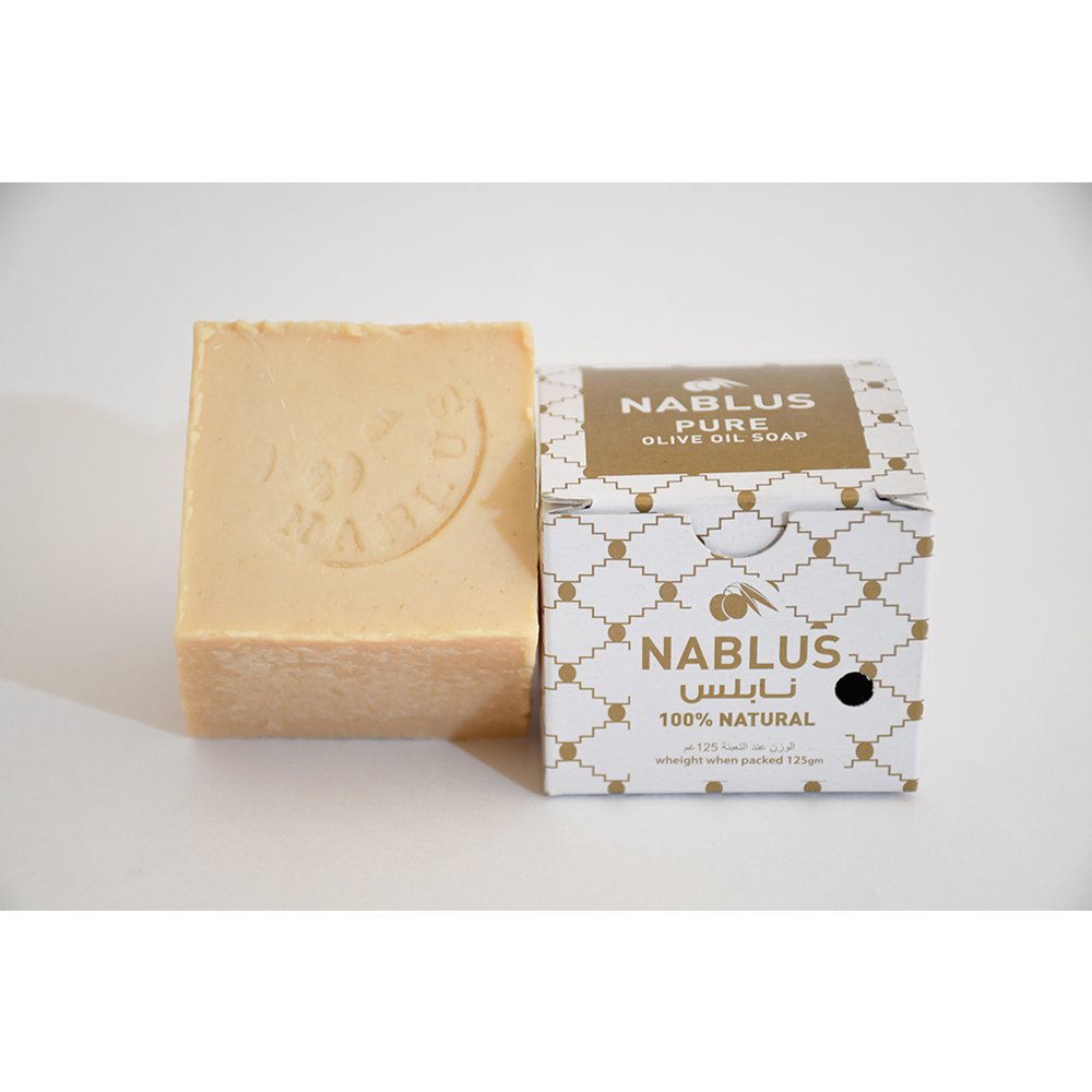 Nablus Jabón blanco de aceite de oliva orgánico Nabulsi, aprox. 130g