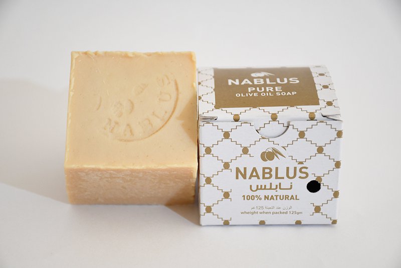 Nablus Jabón blanco de aceite de oliva orgánico Nabulsi, aprox. 130g