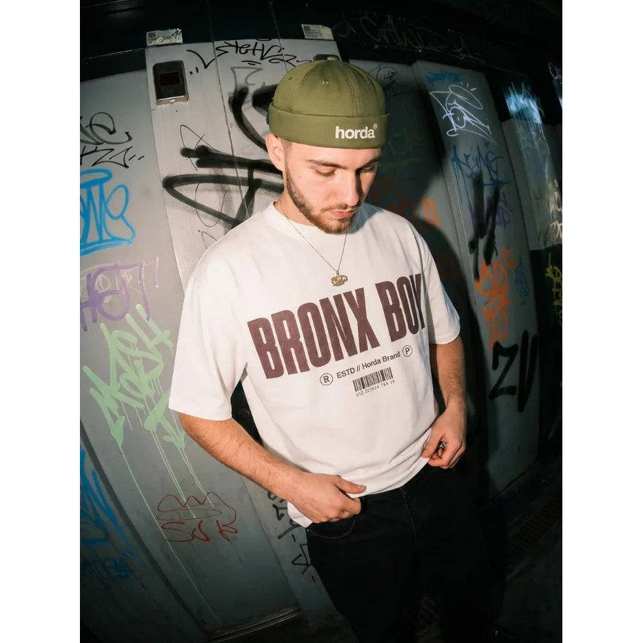 T-Shirt Bianca Bronx Boy 200gr Oversize Cotone Made in Italy