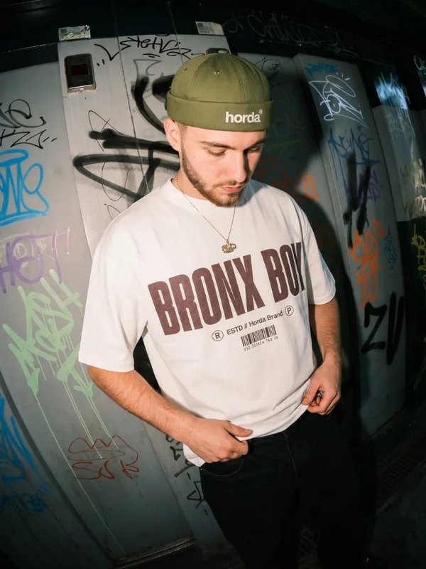 T-Shirt Bianca Bronx Boy 200gr Oversize Cotone Made in Italy