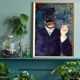 Vintage Batman Painting Altered Art Print