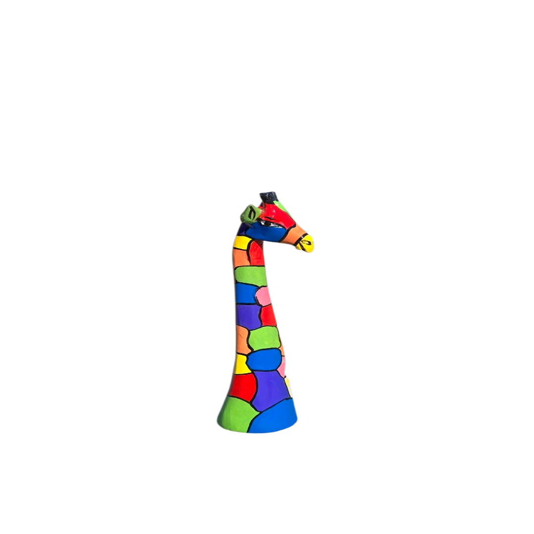 MEDIUM WOODEN GIRAFFE HEAD – COLORFUL