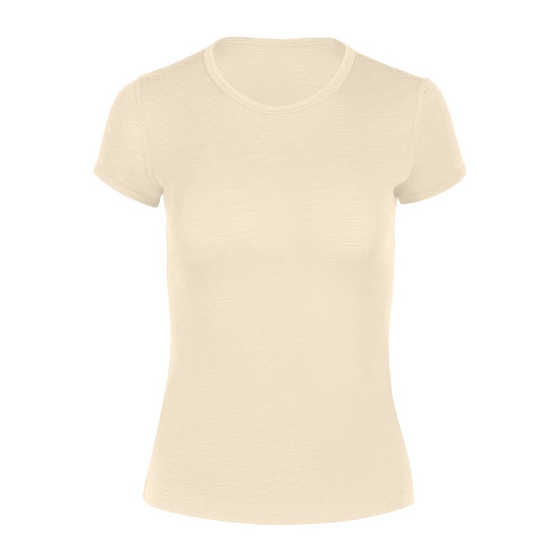 Jersey de manga corta Merino 160 para mujer, color natural