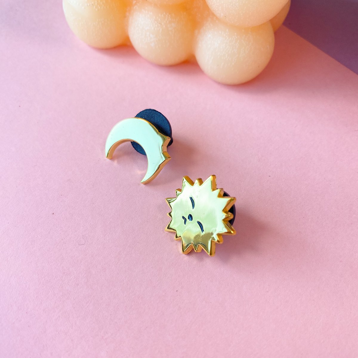 Sonne & Mond Mini-Pin-Set | Vergoldet | Harte Emaille-Pin | Pin-Brosche