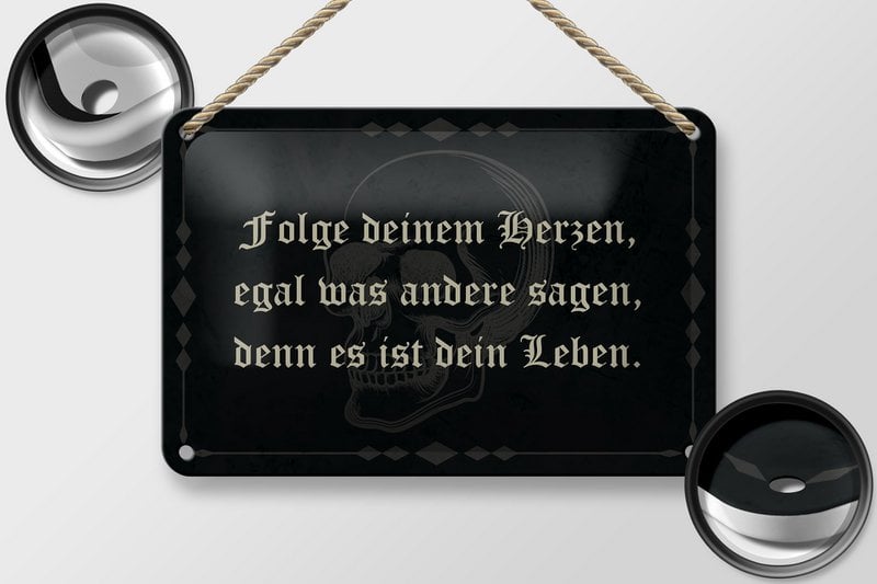 Tin sign saying 18x12cm follow your heart no matter what decoration