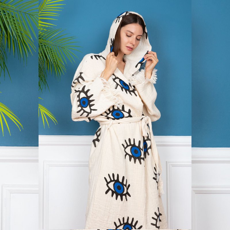 Ensemble peignoir et serviette turque contre le mauvais œil