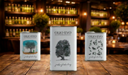 "Extra virgin olive oil trio pack from Puglia, Italy. Includes 3 bottles of 175ml each, featuring a variety of olive tree and olive oil designs on the labels."