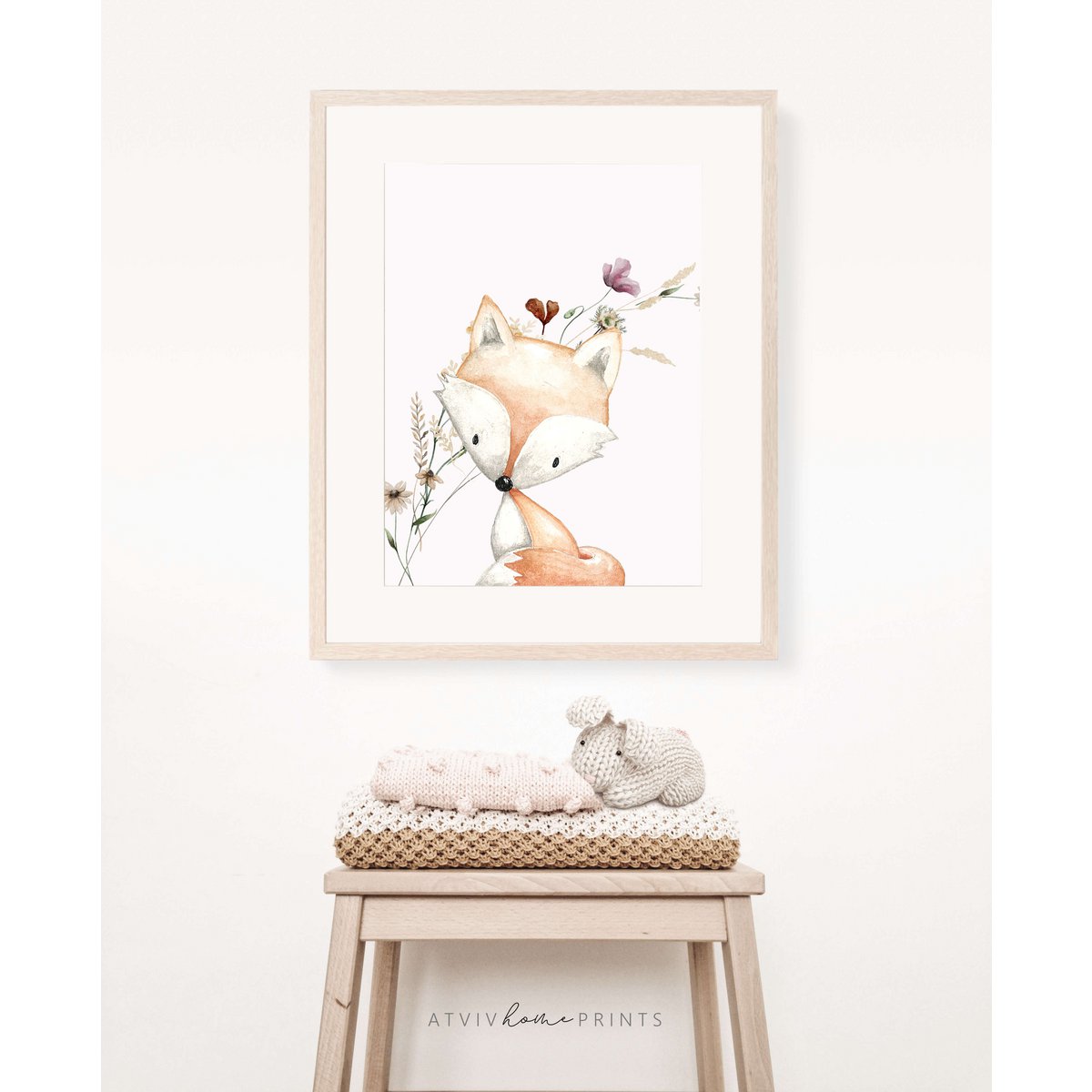 Fuchs-Kinderzimmer-Druck, Fuchs-Plakat, Blumen-Kinderzimmer-Druck, niedlicher Fuchs-Druck, Wildblumen-Druck, Mädchen-Kinderzimmer-Poster, Mädchenzimmer