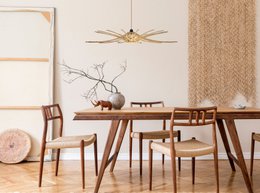 Lampada a sospensione di design in legno D97cm SUNNY - kit cavi nero