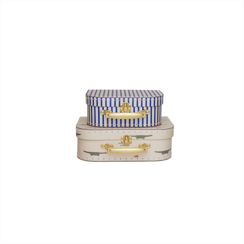 Mini Suitcase Crocodile & Stripe - Set of 2
