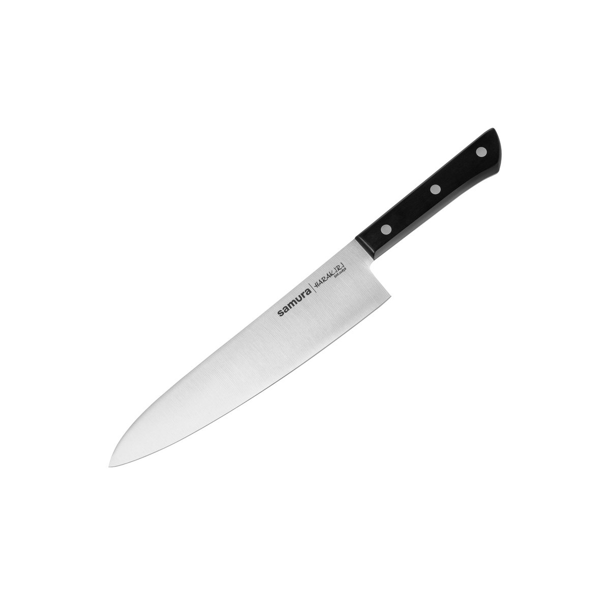 Samura Harakiri Knife Set, 3 pcs, Utility, Two-sided Saw & Chef's Knives, Black Handle