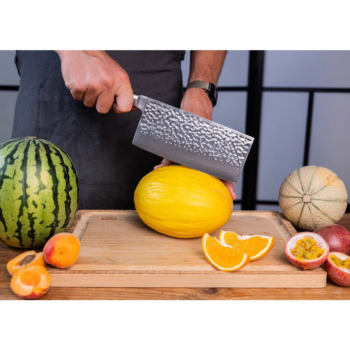 Knife - Cleaver with bamboo Saya and bamboo box - 190 mm blade