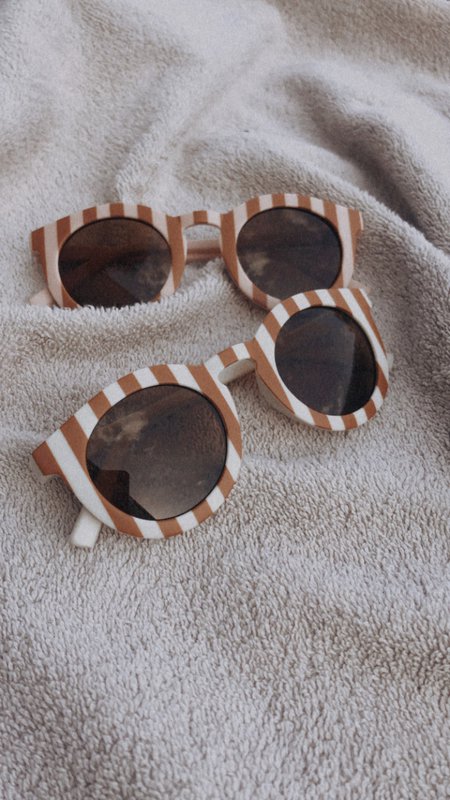 Kindersonnenbrille Streifen | Kinder Sonnenbrillen | Weiß-Orange | Rosa-Orange