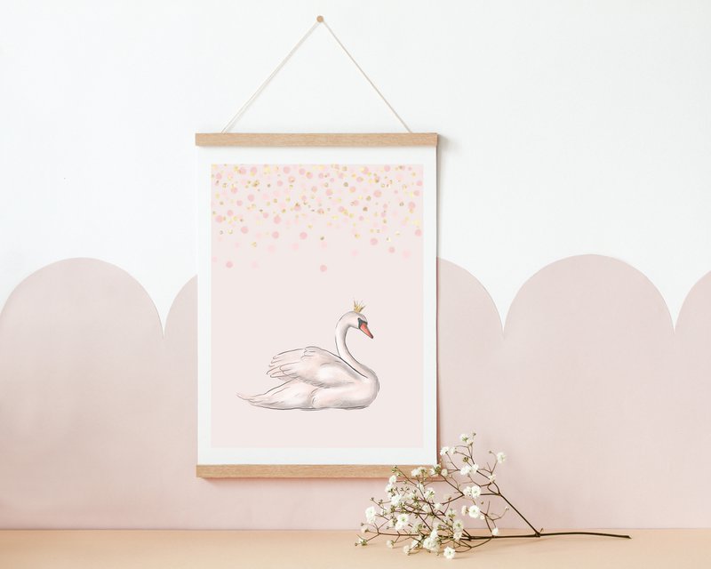 Schwan-Plakat, Ballett-Plakat, Ballerina-Plakat, Ballett-Druck, Ballett-Plakat, Mädchen-Zimmer-Plakat, Mädchen-Kinderzimmer-Plakat, rosa Mädchen-Zimmer-Dekor