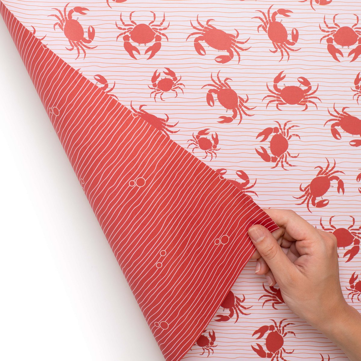 Rood inpakpapier krab - kinderdieren voor kinderen, maritieme cadeauverpakking zomer
