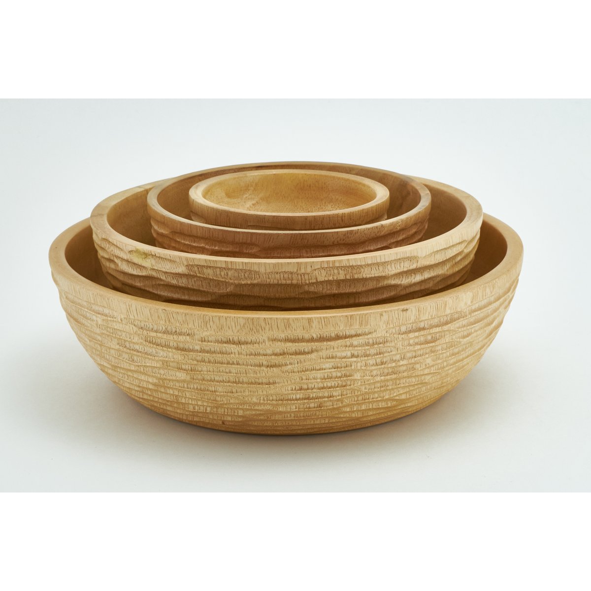 Wooden bowl - fruit bowl - salad bowl - model Carved Low - natural - different sizes