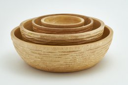 Træskål - frugtskål - salatskål - model Carved Low - natur - forskellige størrelser