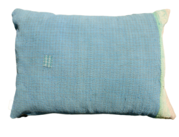 Vintage kantha cushion cover in blue, 50x70 cm in size, made of cotton material.