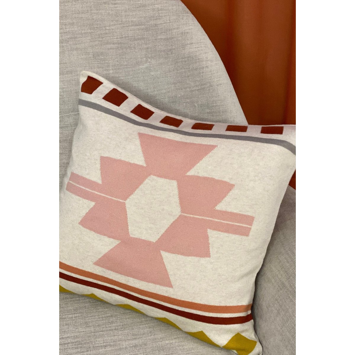 Ane kussenbedekking roze, zachte jacquard gebreide katoen