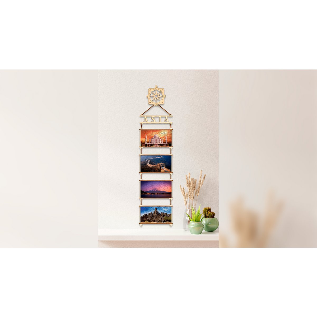 Eco Wood Art (EWA) 4 double -sided wooden jigsaw puzzles Asia, 1430, together 70x17.5x1.5cm, cardboard box