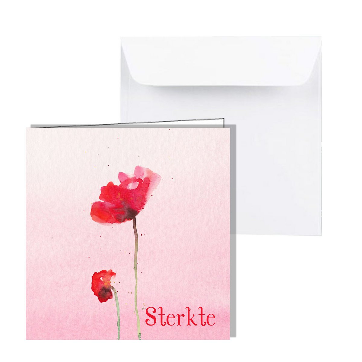 Condolence card 2 red poppies