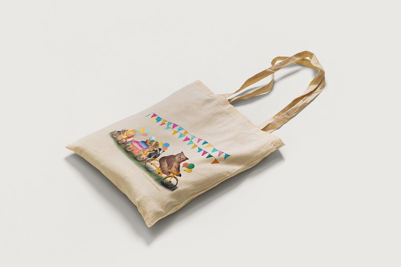 Borsa in cotone Sfilata festosa di animali