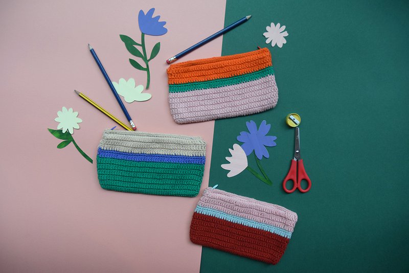 Pochette Crochet Rayée Assortiment de 3 modèles