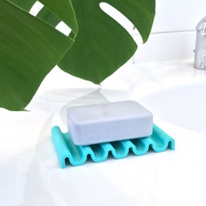 Soap dish made from recycled PET caribbean teal onda