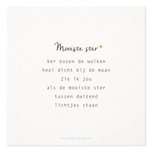 'Mooiste ster' / Ansichtkaart troost & liefs