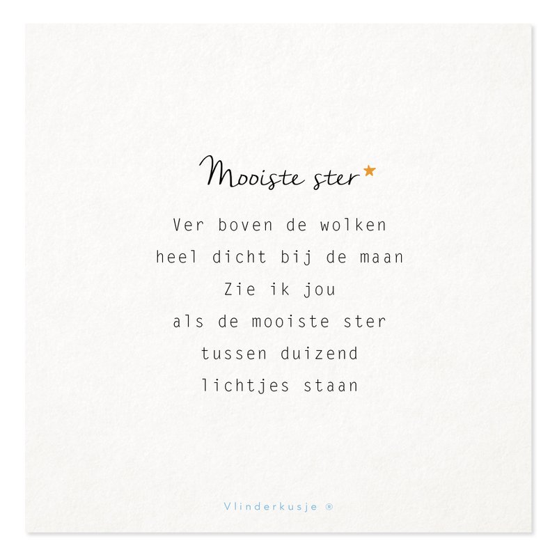 Postkort 135 x 135 mm / 'Smukkeste stjerne'