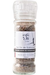 Sel fin de Guérande au Poivre Noir de Madagascar – Moulin Rechargeable 80g – Artisans du Sel
