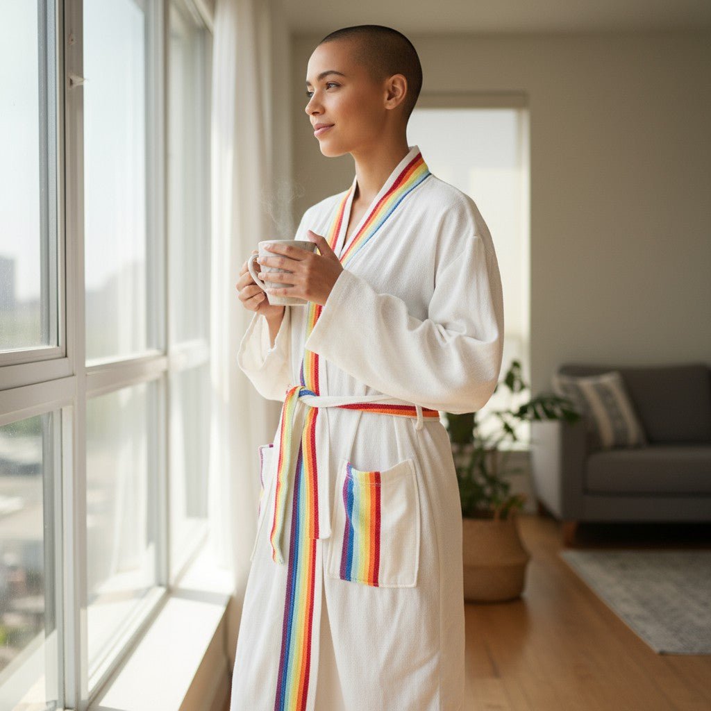 Oversized badjas van 100% katoen met regenboogdessin