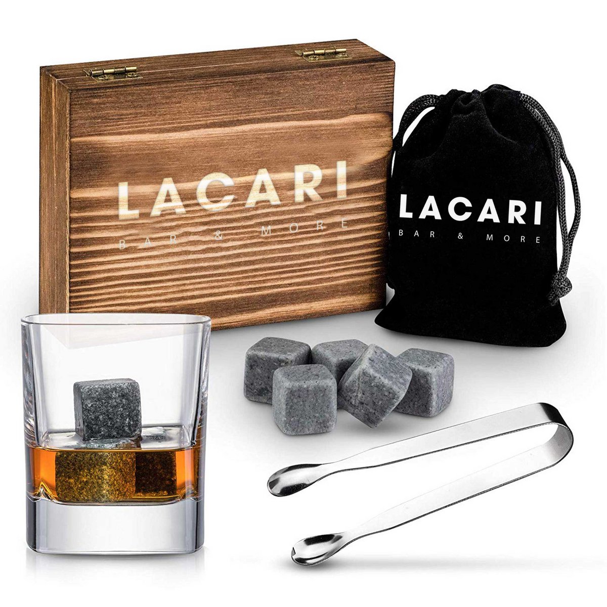 Ensemble de 9 pierres à whisky en pierre volcanique | Pour des boissons fraîches sans diluer