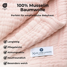 Pink 4 in 1 Muslin Baby Blanket
