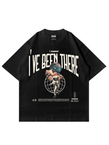 T-Shirt nera 220gr Oversize Cotone Made in Italy - Astro