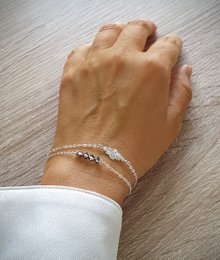 Rhodium plated double chain bracelet with "Black Silver Night" crystals