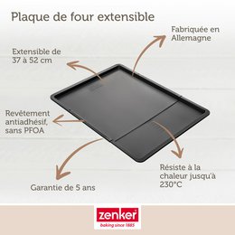 Zenker Zwart Metallic Uitschuifbare Bakplaat 37 x 52 cm