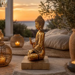 Gouden Bodhi-beeld - Zen- en Feng Shui-decoratie - om een ​​ontspannende en spirituele sfeer te creëren - gelukscadeau-idee