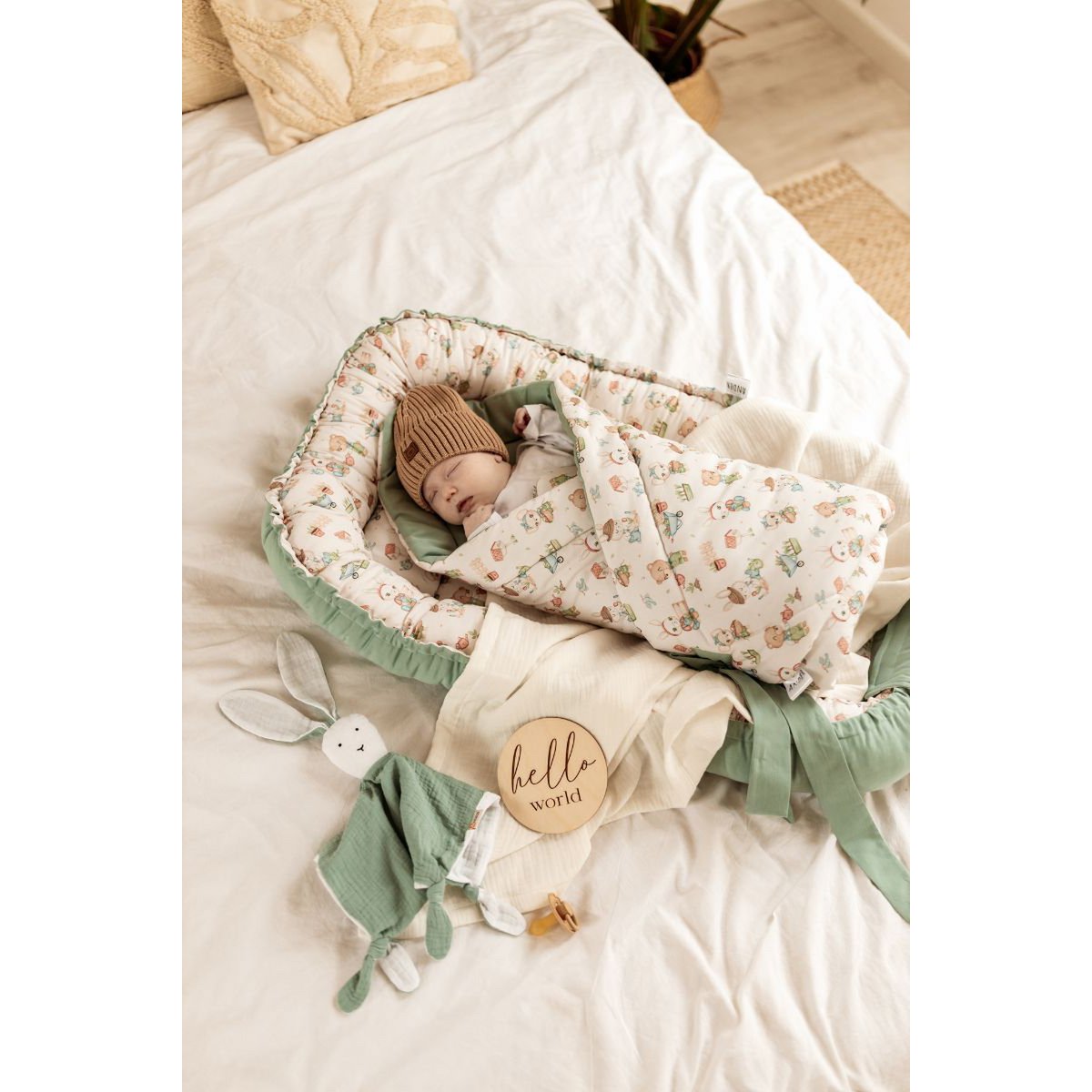 Nid d'enfant OLIVIER - 100% coton - sauge