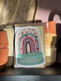 Send & Grow postcard - Blue skies and rainbows
