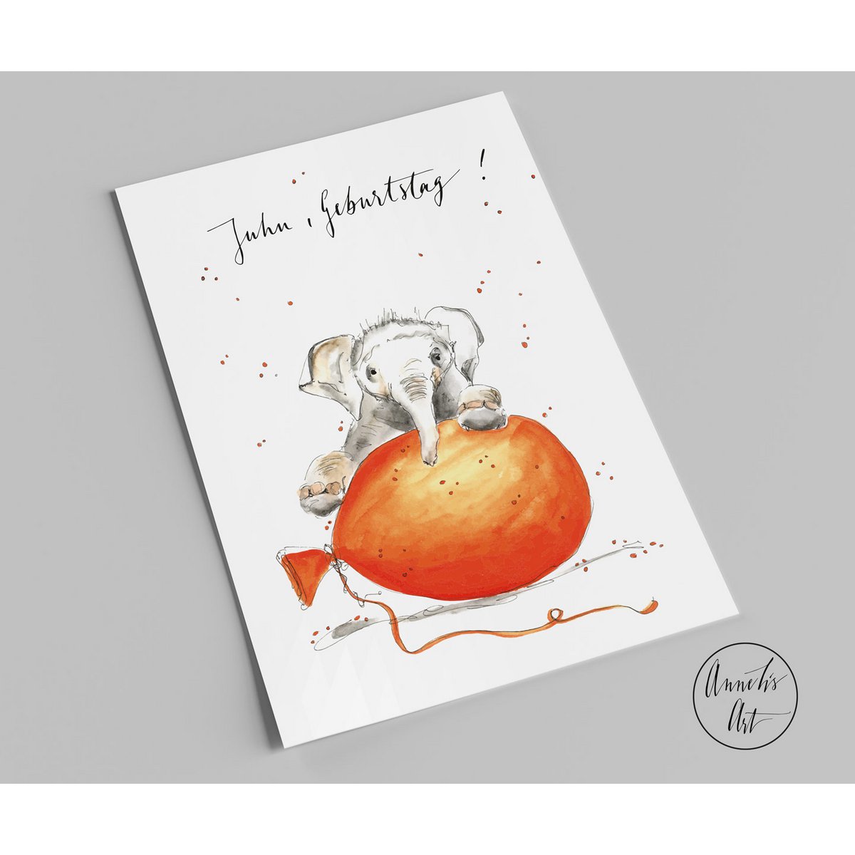 Postcard | Yay, birthday! | elephant with balloon | birthday card