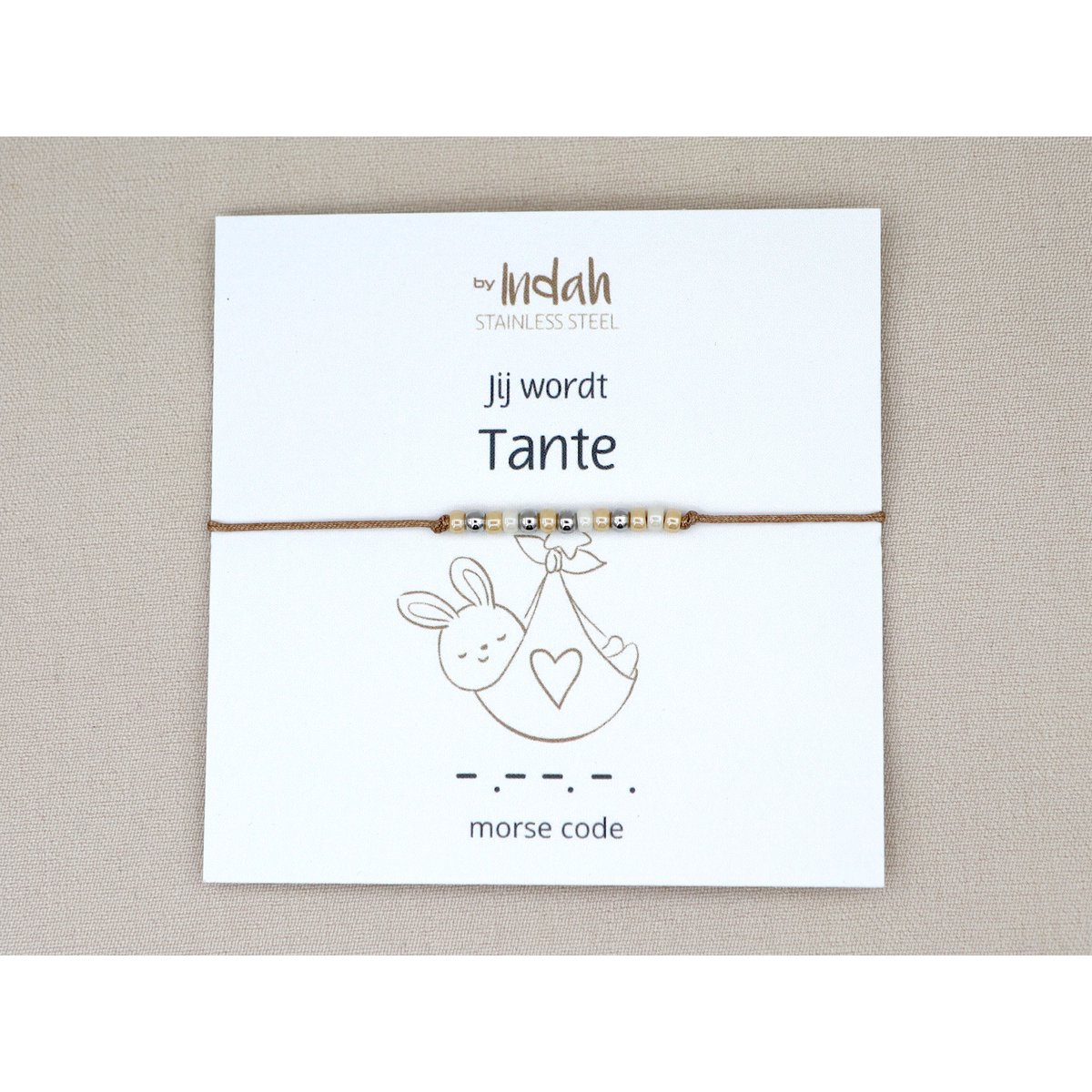 Morse code armband jij wordt tante, roestvrij staal (zilver of goud)