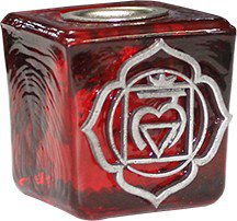 Glass Cube Red Candle Holder-Base