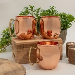 Puur koperen set van 3 mokken/bierpullen glad – 3 x 470 ml